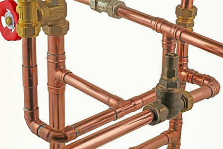 Copper piping system with fittings and elbows